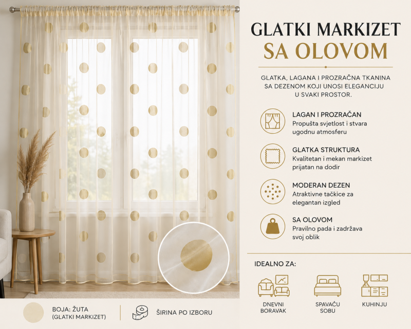 Glatki markizet sa olovom – žuta boja sa dezenom